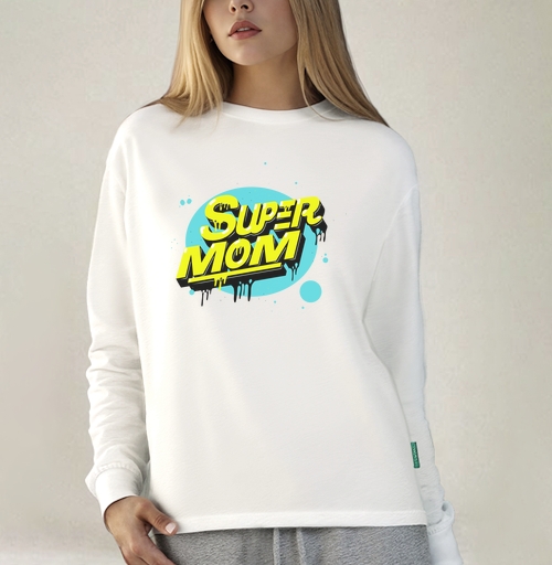 Фотография футболки SUPER MOM – Супермаама яркая уверенная мощь драйв