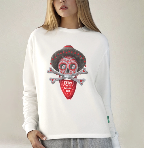 Фотография футболки Череп с сомбреро Día de los Muertos яркий арт