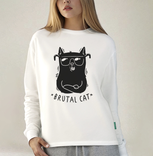 Фотография футболки Футболка с принтом «Brutal Cat» в стиле минимализм