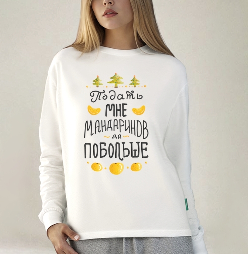 Фотография футболки Яркая новогодняя открытка с мандаринами