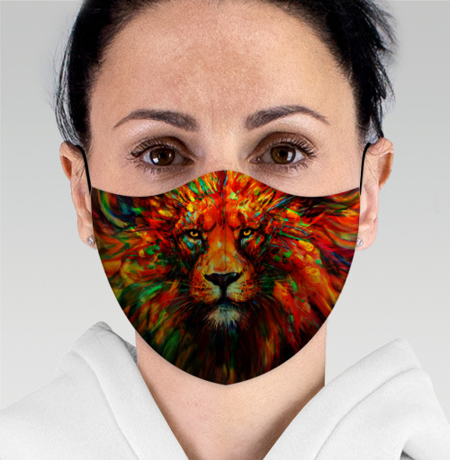 Защитная маска с рисунком Лев красочный 184212, размер  (Взрослый), цвет прозрачный - купить в интернет-магазине Мэриджейн в Москве и СПБ