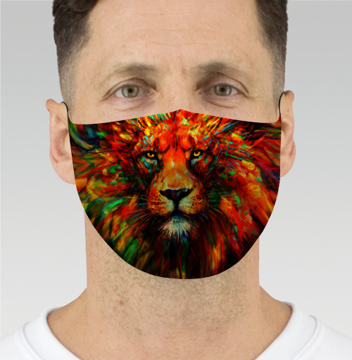 маска с рисунком Лев красочный 184212, размер  (Взрослый), цвет прозрачный - купить в интернет-магазине Мэриджейн в Москве и СПБ
