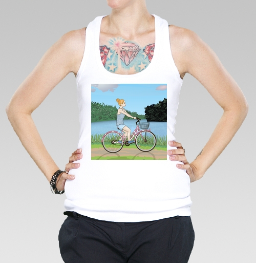 Фотография футболки Девушка на велосипеде