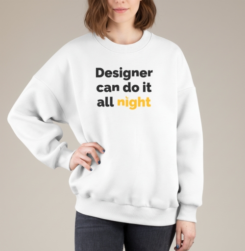 Фотография футболки Футболка с принтом «Designer can do it all night»