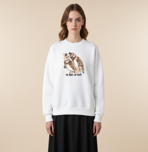 Фотография футболки Интеллигентные совы с шляпками и аксессуарами слишком умные слишком милые