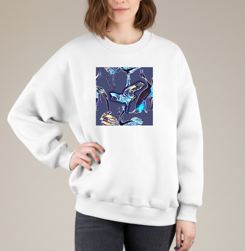 Фотография футболки Ночной брачный танец журавлей синий цвет тренд года