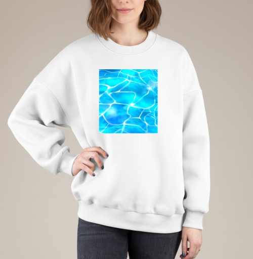 Фотография футболки Голубая вода отражение света движения в бассейне