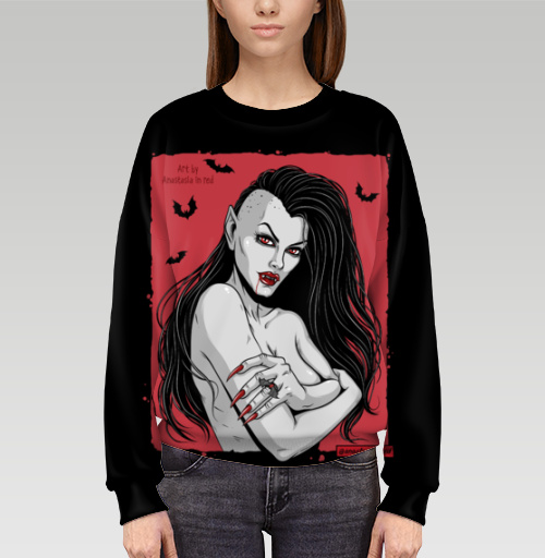 Женский свитшот 3D с рисунком Прекрасная вампирша