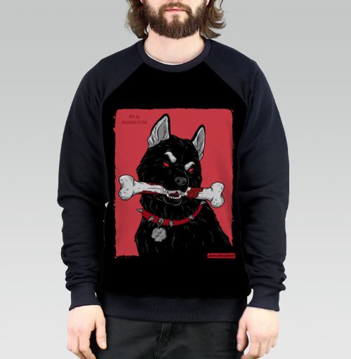 Мужской свитшот 3D с рисунком Черный пёс