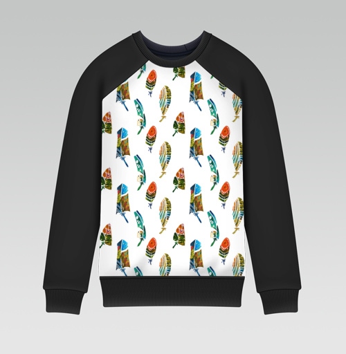 Фотография футболки Паттерн с перьями, акварель