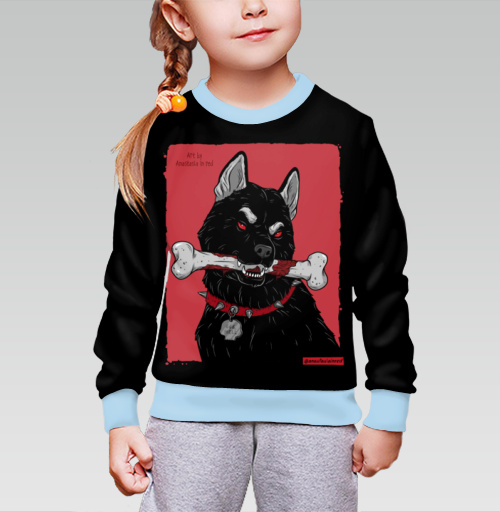 Детский свитшот 3D с рисунком Черный пёс