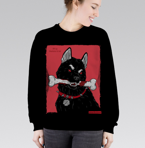 Женский свитшот 3D с рисунком Черный пёс