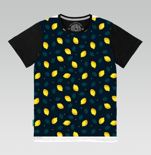 Фотография футболки Лимоны на синем фоне