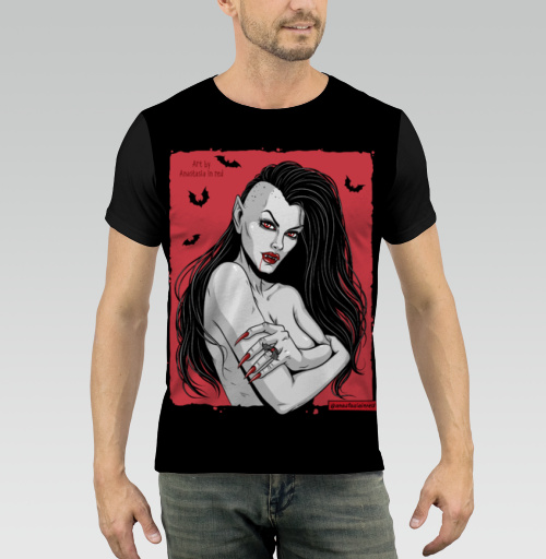 Мужская футболка 3D с рисунком Прекрасная вампирша