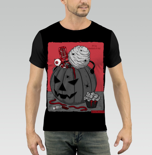Мужская футболка 3D с рисунком Криповые угощения