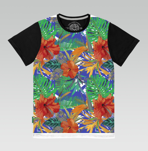 Фотография футболки Тропический паттерн с гибискусом