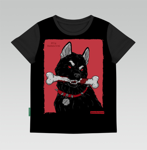 Детская футболка 3D с рисунком Черный пёс