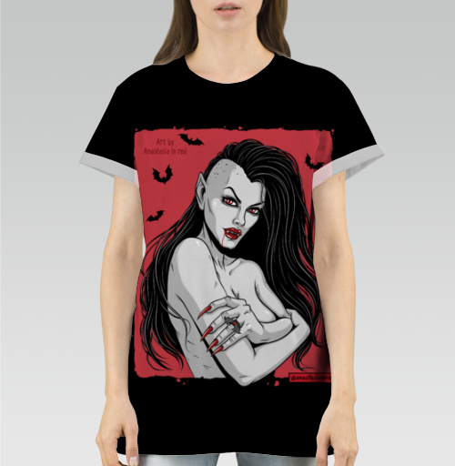 Женская футболка 3D с рисунком Прекрасная вампирша