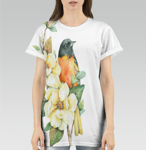 Женская футболка 3D с рисунком Ветка магнолии 183849, размер 40 (XS) &mdash; 50 (2XL) - купить в интернет-магазине Мэриджейн в Москве и СПБ