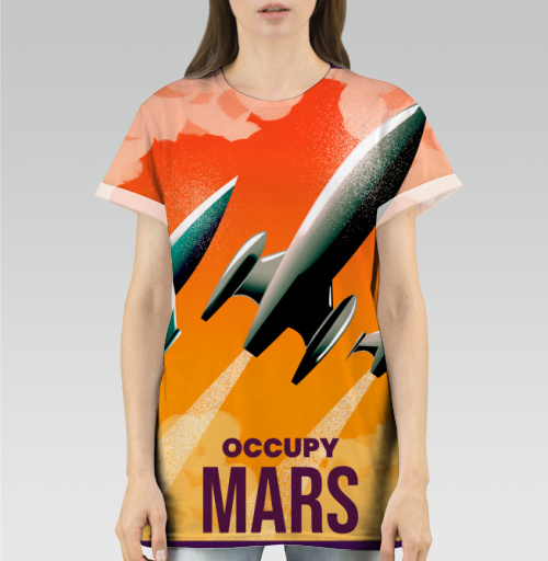 Женская футболка 3D с рисунком Оккупируй марс 184232, размер 38-40 (XS) &mdash; 48-50 (2XL) - купить в интернет-магазине Мэриджейн в Москве и СПБ