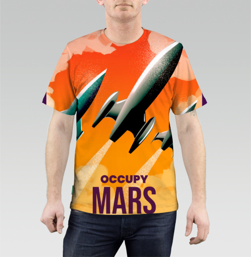 Мужская футболка 3D с рисунком Оккупируй марс 184232, размер 42 (XXS) &mdash; 60 (5XL) - купить в интернет-магазине Мэриджейн в Москве и СПБ