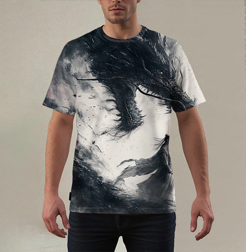 Фотография футболки Воин и дракон