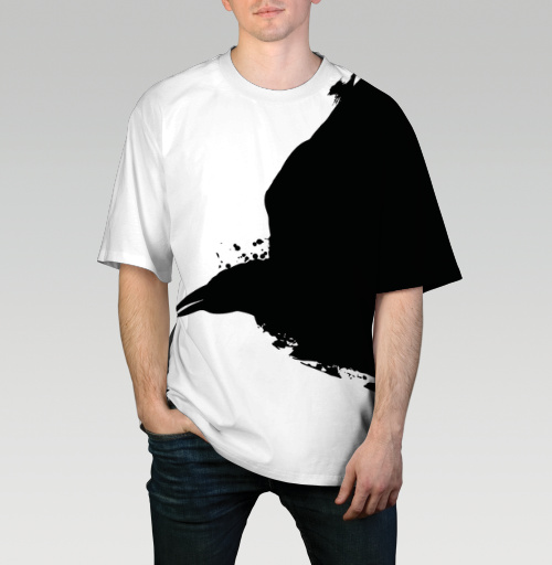 Фотография футболки Черный ворон с кляксами
