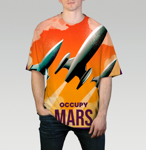 Мужская футболка 3D с рисунком Оккупируй марс 184232, размер 42 (XXS) &mdash; 60 (5XL), материал - Джерси - купить в интернет-магазине Мэриджейн в Москве и СПБ
