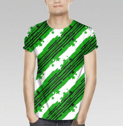 Фотография футболки Зеленый звездно-полосатый мериджейн