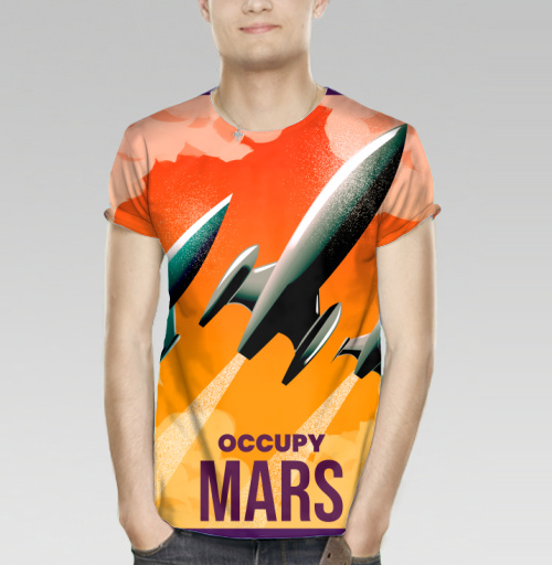Мужская футболка 3D с рисунком Оккупируй марс 184232, размер 42 (XXS) &mdash; 60 (5XL) - купить в интернет-магазине Мэриджейн в Москве и СПБ