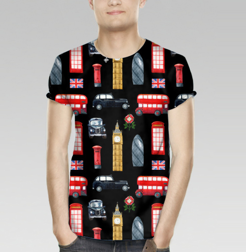 Мужская футболка 3D с рисунком Лондон и его символы 185028, размер 42 (XXS) &mdash; 60 (5XL) - купить в интернет-магазине Мэриджейн в Москве и СПБ