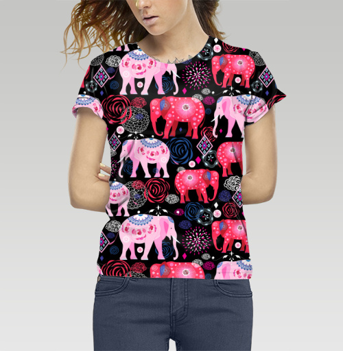 Фотография футболки Орнаментальные слоны