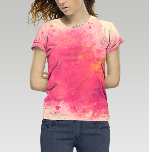 Фотография футболки Акварелька розовая