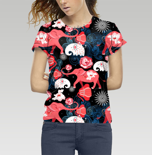 Фотография футболки Супер слоны с розами