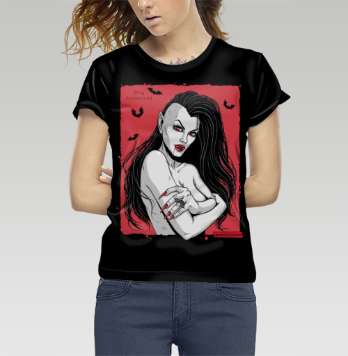 Женская футболка 3D с рисунком Прекрасная вампирша
