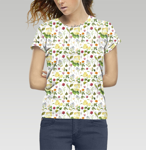 Фотография футболки Цветочный принт, летний сад