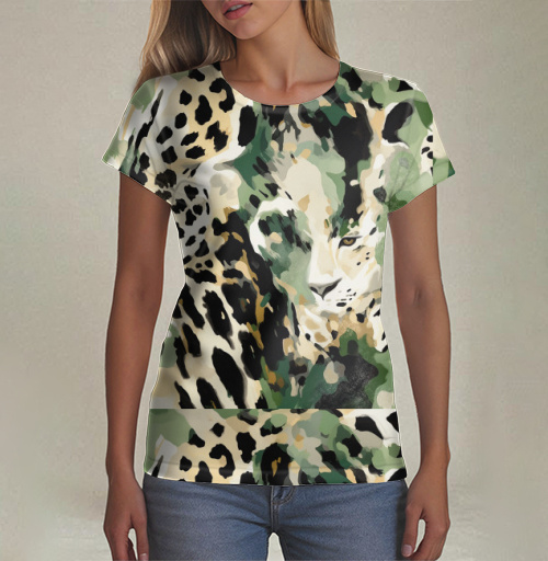 Фотография футболки Леопард в акварельном плетении