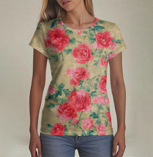 Фотография футболки Цветочный паттерн, цветочный мотив.