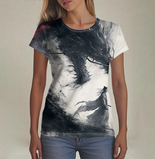 Фотография футболки Воин и дракон