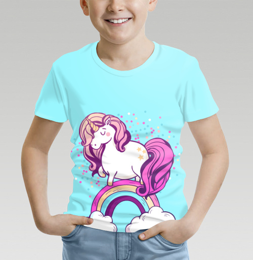 Фотография футболки Единорог на радуге 