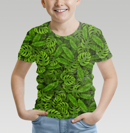 Фотография футболки Зеленые тропические листья
