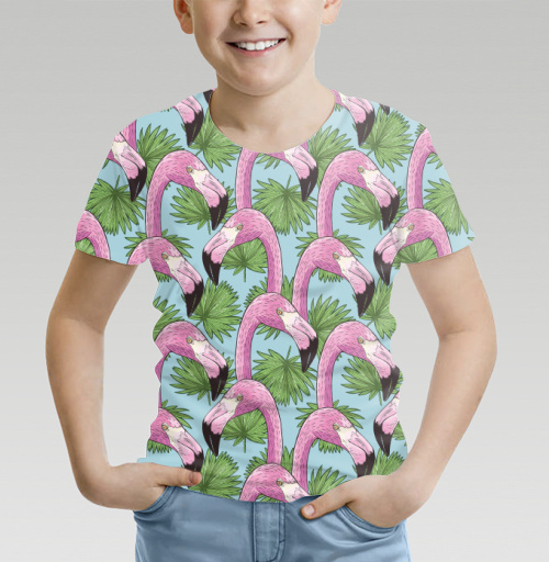 Фотография футболки Фламинго тропики