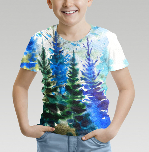 Фотография футболки Хвойный синий лес