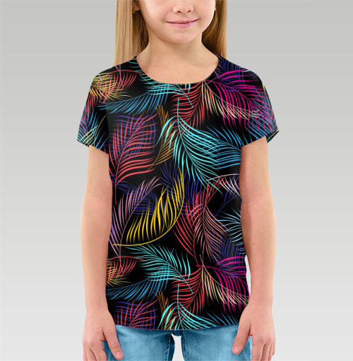 Фотография футболки Разноцветные листья пальмы