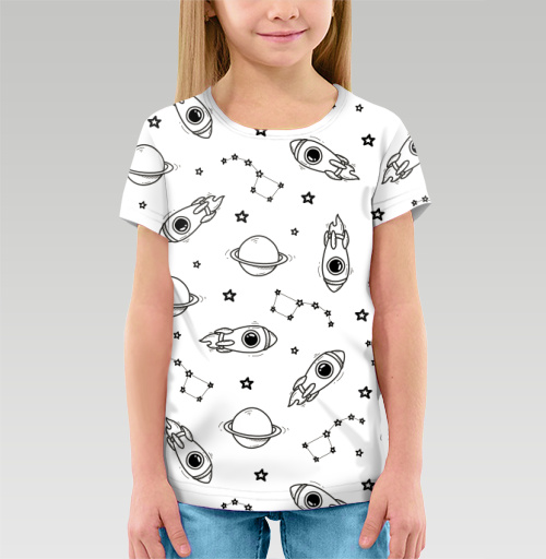 Детская футболка 3D с рисунком Космо-паттерн 183502, размер 2-3года (98) &mdash; 10лет (146) - купить в интернет-магазине Мэриджейн в Москве и СПБ