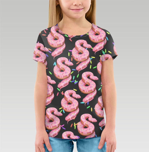 Детская футболка 3D с рисунком Змея донатс 184376, размер 2-3года (98) &mdash; 10лет (146) - купить в интернет-магазине Мэриджейн в Москве и СПБ
