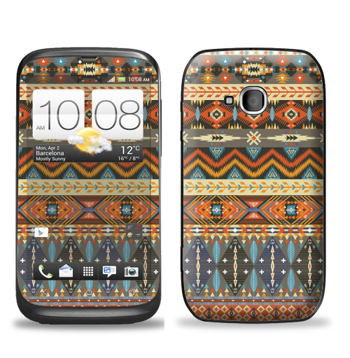Наклейка на HTC Desire V Красочный племенной узор из геометрических элементов - купить в интернет-магазине Мэриджейн в Москве и СПБ