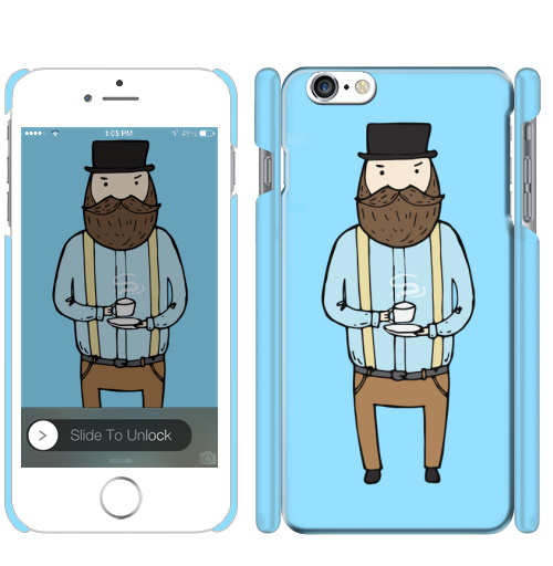 Чехол глянцевый для iPhone 8 Джентльмен с чашечкой чая - купить в интернет-магазине Мэриджейн в Москве и СПБ