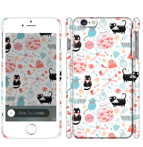 Чехол глянцевый для iPhone 8 Влюблённые коты и сердца - купить в интернет-магазине Мэриджейн в Москве и СПБ
