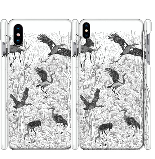 Чехол глянцевые для iPhone X Черные журавли - купить в интернет-магазине Мэриджейн в Москве и СПБ
